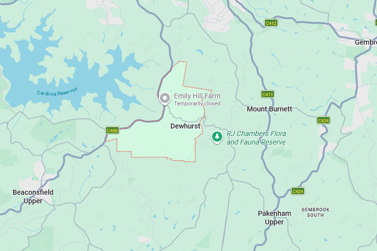 Dewhurst map South Gippsland Area Map